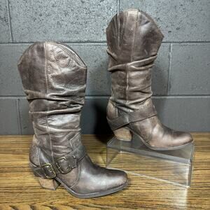 Matisse Willie Brown Leather Slouch Western Boots Women’s 7M Made in Brazil